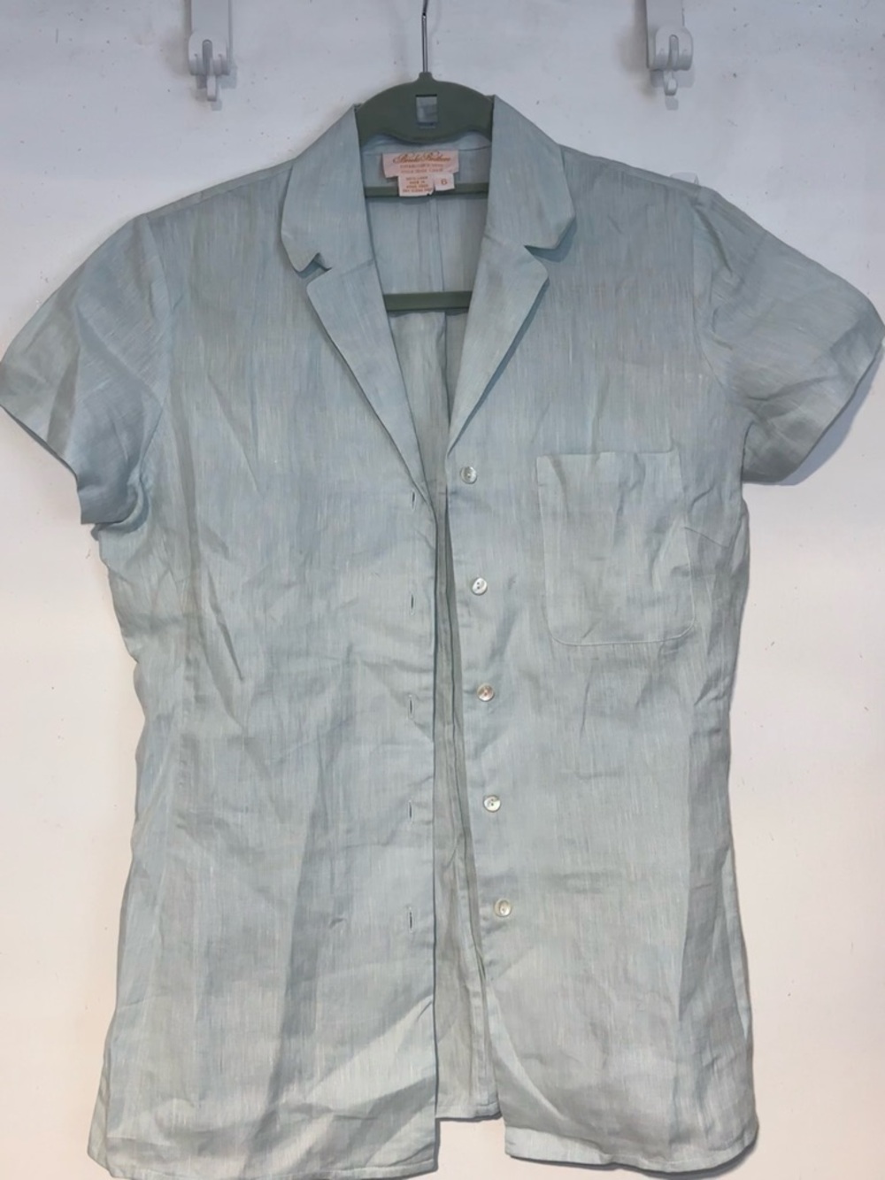 Womens Brooks Brothers Light Blue Short-Sleeve Button-Down Shirt